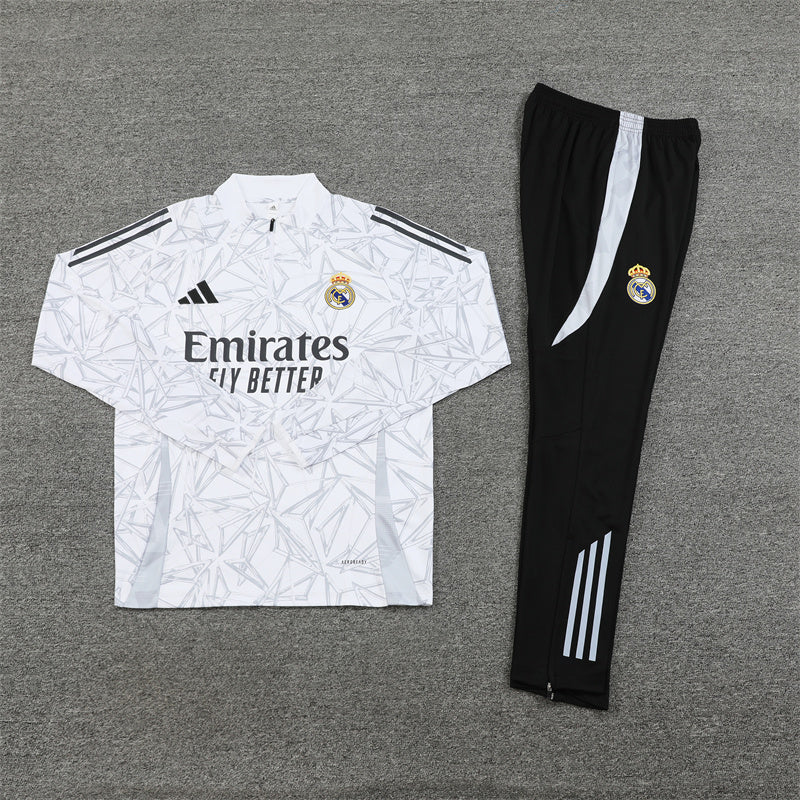 Real Madrid 24/25 White Pattern Training Suit | Jersey Club Football